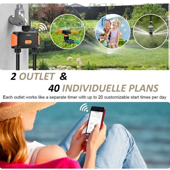 Smart WiFi Water Timer 2-Zone, Sprinkler Timer with Wi-Fi Hub, 2 Outlets Bluetoo - Picture 4 of 16